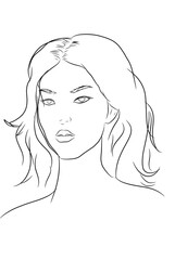 portrait sketch of a beautiful woman on a white background