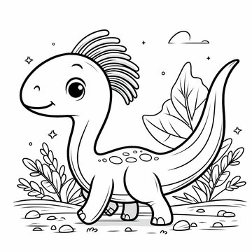cute dinosaur walking black and white clip art preview