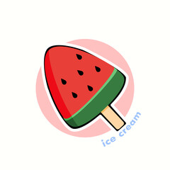 Watermelon ice cream. Summer Water Melon Vector Banner Template Summer Vibes Text With Tropical Fruit Water Melon.