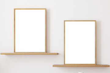 minimalist mockup, two frame mockup, wood frame mockup, A4 frame mockup, 3d render