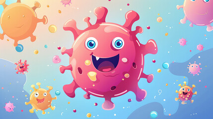 Illustration of a virus in a cartoon style.