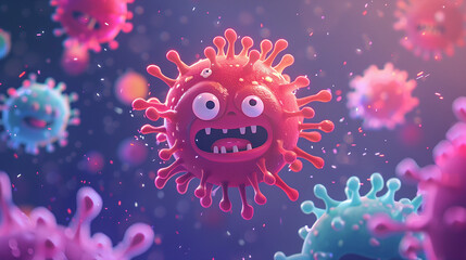 Illustration of a virus in a cartoon style.