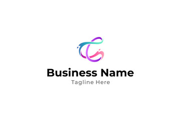 abstract letter c logo with a combination of water splashes in a colorful gradient design style