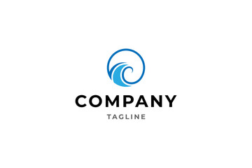Obraz premium blue wave logo with circle shape combination in flat vector design style