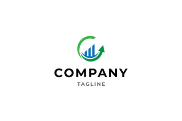 profit diagram logo with up arrow in circle vector design