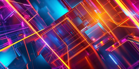Geometric abstract background, Gradient elements, shapes and lines, Geometric backdrop with perspective. Generative AI illustration