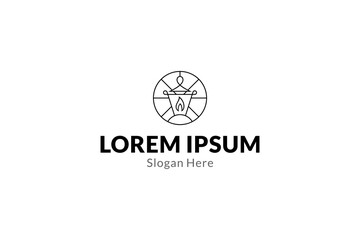 lantern logo with a combination of circle shapes in line art design style