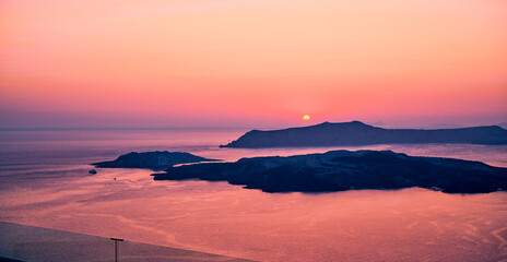 Sunset over Imerovigli, Santorini, Greece