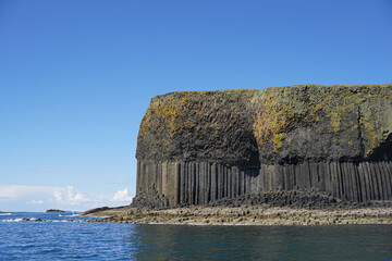 The entrance to Fingal`s Cave on Staffa. Fingal`s Cave is a sea cave on the uninhabited island...