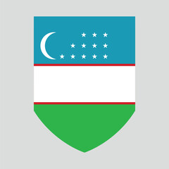 Uzbekistan Flag in Shield Shape frame