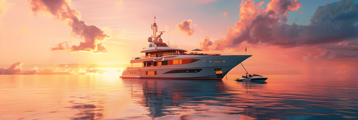 A Symphony of Luxury and Leisure: A Yacht Charter Basking in the Glow of a Picturesque Sunset