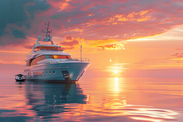 A Symphony of Luxury and Leisure: A Yacht Charter Basking in the Glow of a Picturesque Sunset