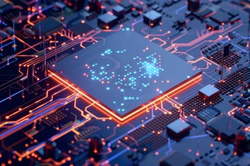 Obraz premium Illustration of computer microchip