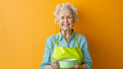 Joyful Senior Woman with Apron