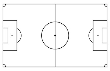 Scheme of the football field, outline stadium, football pitch in line style