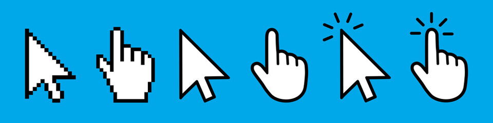 Click cursor set, arrow and hand pointer