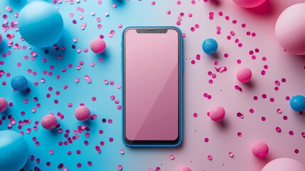Smart 3d screen gadget illustration. Cellphone screen background empty template.