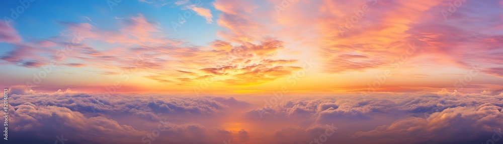 Poster sunset view with clouds background wide background