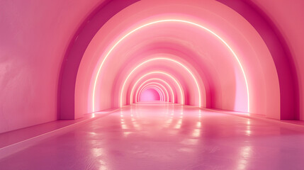Fototapeta premium Futuristic Glowing Tunnel with Neon Lights