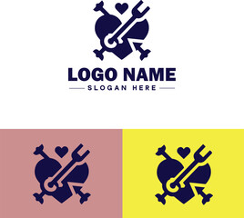 heart lock icon Love lock Padlock Heart-shaped lock flat logo sign symbol editable vector