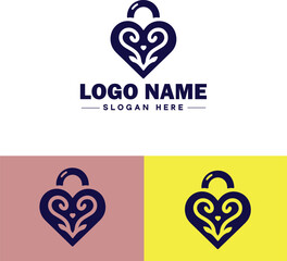 heart lock icon Love lock Padlock Heart-shaped lock flat logo sign symbol editable vector