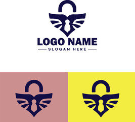 heart lock icon Love lock Padlock Heart-shaped lock flat logo sign symbol editable vector