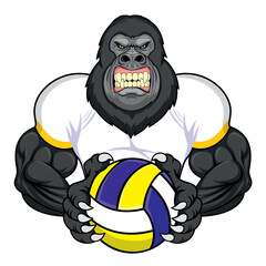 volleyball mascot gorilla vector illustration design