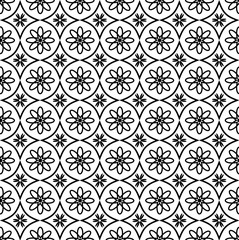 Abstract seamless texture in the form of a black floral pattern on a white background