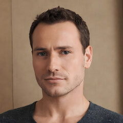 Obraz premium Portrait of handsome young man with serious look. Studio shot.