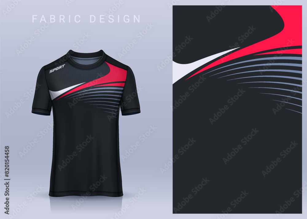 Wall mural Fabric textile design for Sport t-shirt, Soccer jersey mockup for football club. uniform front view.	