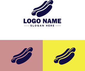 hot dog icon Frankfurter Wiener Sausage flat logo sign symbol editable vector