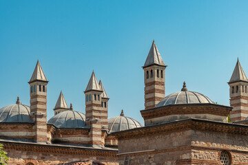 Architectural details of the Coban Mustafa Pasha Mosque and Complex on the outer wall.