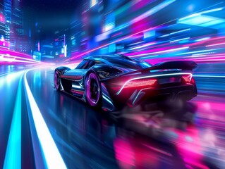 Obraz premium The Future of Speed: Unveiling the Sleek and Velocity-Driven Design of Futuristic Cars
