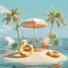 Obraz premium Serene Summer Vacation at the Abstract Beach
