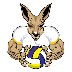 volleyball mascot kangaro vector illustration design
