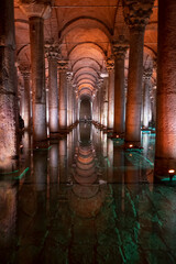 Basilica Cistern, or Yerebatan Sarayi, is the ancient underground water reservoir beneath Istanbul...
