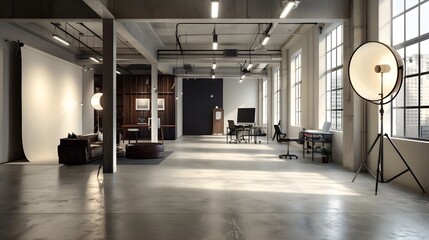 Bright and Spacious Photography Studio with Industrial Elements, Large Windows, Versatile Shooting...