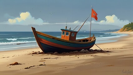 Fototapeta premium fishing boats on the beach