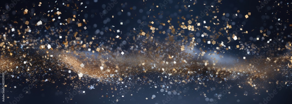 Poster a shimmering silver glitter background with soft bokeh lights, creating a festive and magical atmosp