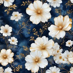 Blue background with white flowers
