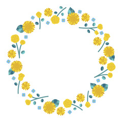 黄色いバラとヒマワリのベクターイラスト円