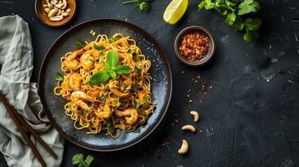 Professional photo of a Thai noodles in a plate.