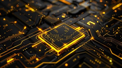Yellow and black rectangular technology background, futuristic concept