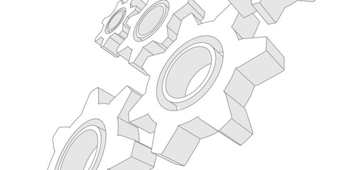 Technical drawing of gears .Mechanical Engineering background . Technology Banner. Vector illustration.