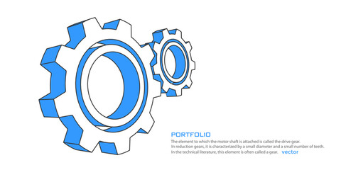 Rotating gears. Engineering industry. Technology Banner. Vector illustration.