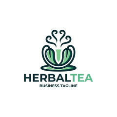 herbal tea logo vector