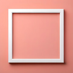 Fototapeta premium White frame on pink wall background, 3d rendering. Computer digital drawing.