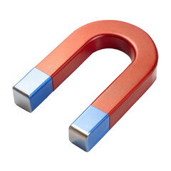 Close-Up of a Red and Silver Horseshoe Magnet With Transparent Background in Daylight