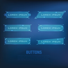 button set Techno-futuristic style sci-fi color blue 8 © Dissapong