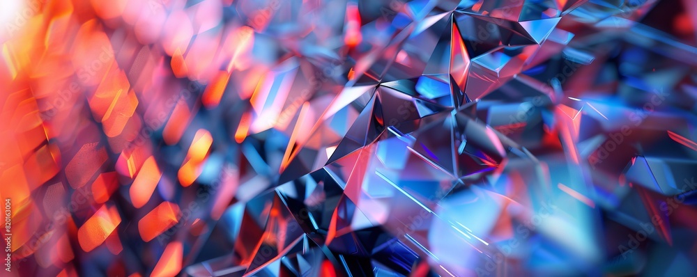 Poster abstract colorful crystal texture with vibrant light reflections in red, blue, and purple hues creat